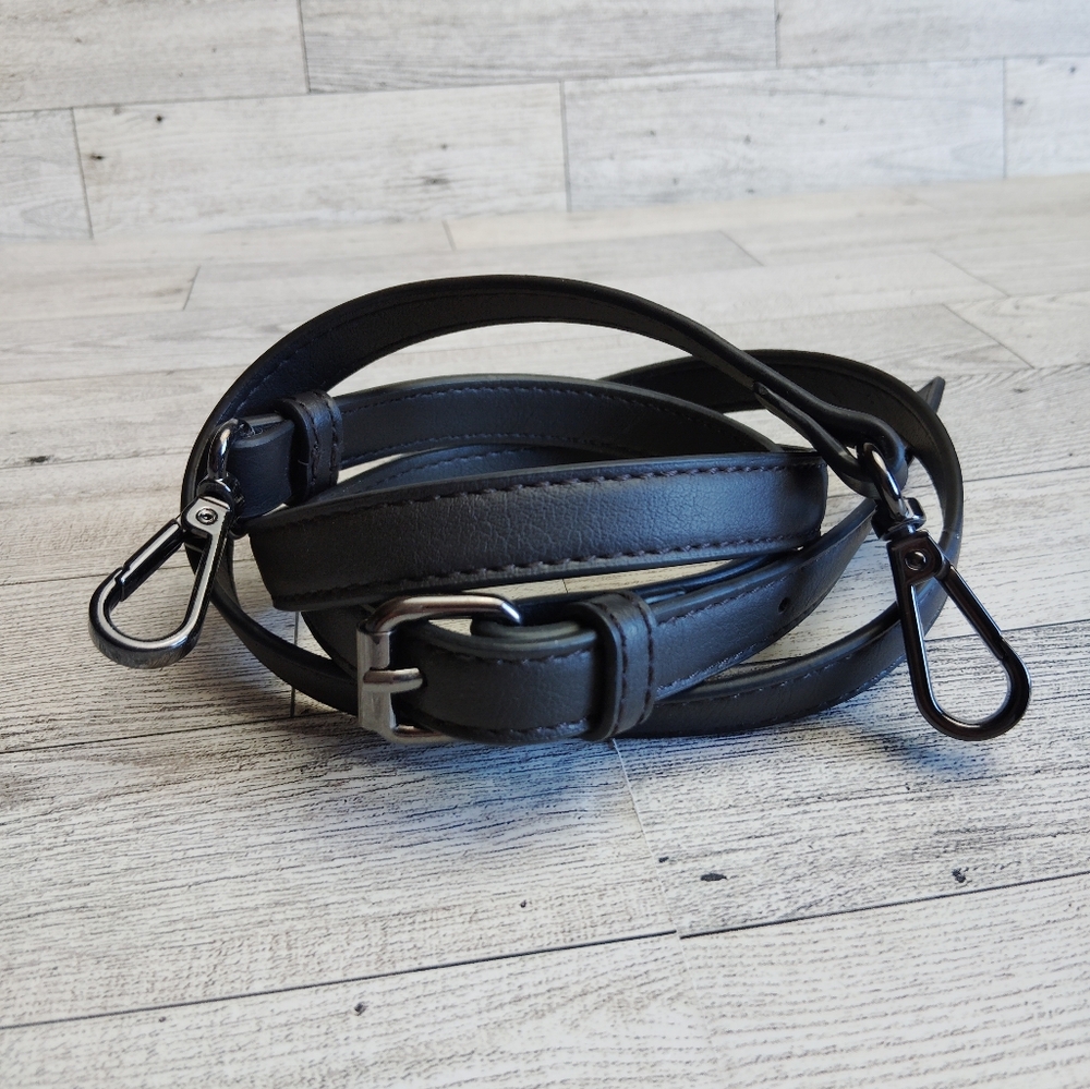 Replacement Strap Crossbody Shoulder Adjustable Black Gunmetal Hardware
